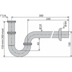 Siphon Lavabo Tube Laiton Chromé, 33x42 Hauteur 150 à 200 Mm Valentin -Valentin Soldes Magasin 10557965 2