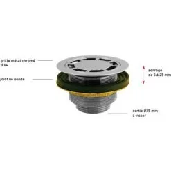 Bonde Verticale à Visser 33x42 Pour Receveur Diamètre 60 Valentin -Valentin Soldes Magasin 1151950 3