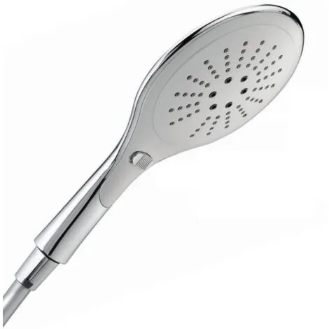 Pomme De Douche 3 Jets, Large Diamètre D'aspersion, Système Anti-calcaire, Chromé Et Gris Valentin 1 Pomme De Douche 3 Jets, Large Diamètre D'aspersion, Système Anti-calcaire, Chromé Et Gris Valentin