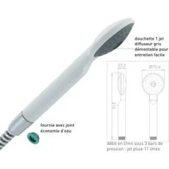 Pomme De Douche Colibri, 1 Jet, Diamètre 70 Mm, ABS Blanc Valentin -Valentin Soldes Magasin 20817983 2