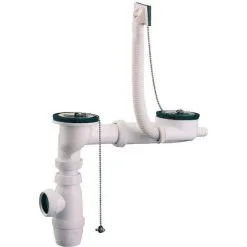 Ensemble En Plastique Blanc Pour évier Inox 2 Cuves - Valentin