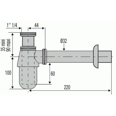 VALENTIN Siphon Europèen Lavabo Chromé 33x42 2 VALENTIN Siphon Europèen Lavabo Chromé 33x42 – Image 2