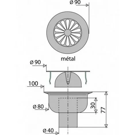VALENTIN Bonde Carre 10X10 Inox Laiton Droit - 4602 2 VALENTIN Bonde Carre 10X10 Inox Laiton Droit - 4602 – Image 2