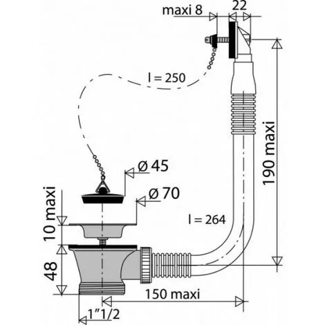 VALENTIN Bonde évier Inox Avec Trop Plein - 3551 2 VALENTIN Bonde évier Inox Avec Trop Plein - 3551 – Image 2