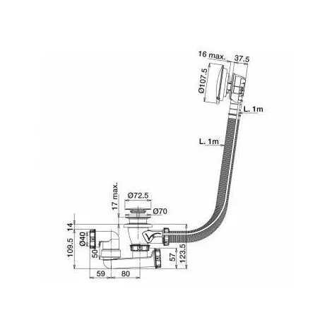 Vidage Baignoire Automatique à Câble, 1000 Mm, Noir Valentin 2 Vidage Baignoire Automatique à Câble, 1000 Mm, Noir Valentin – Image 2