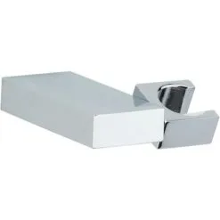 Support Douchette Mural Rectangulaire Articulé, Fixation Invisible, Laiton Chromé Valentin